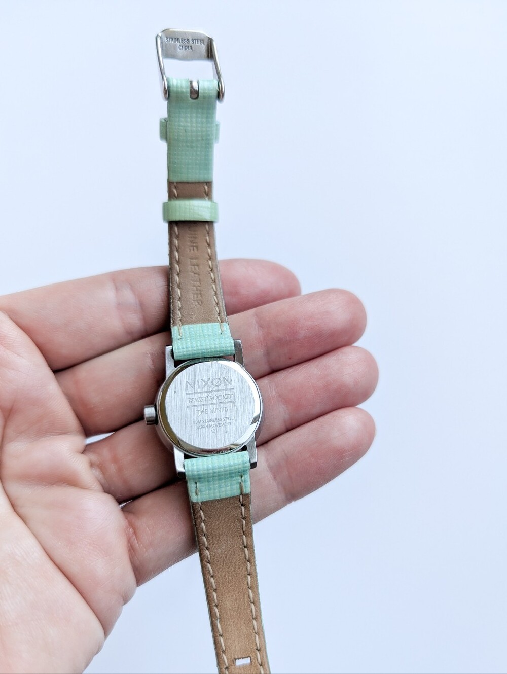 Nixon Wrist Rocket The Mini B Analog Leather Watch - Mint Green - Picture 5 of 14